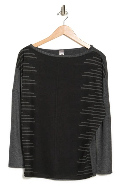 Go Couture Printed Boatneck Sweater In Black Dye 1