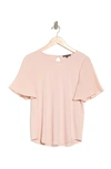 Adrianna Papell Pleated Woven Short Sleeve Top In Pearl Blush