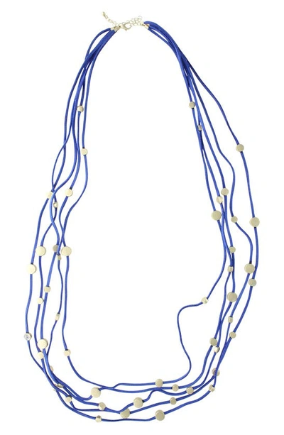 Olivia Welles Multistrand Station Necklace In Worn Gold / Blue