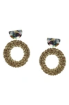 Olivia Welles Resin Straw Woven Open Circle Drop Earrings In Gold / Multi