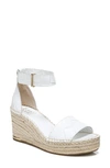 Franco Sarto Clemens Espadrille Wedge Sandals Women's Shoes In White Embossed Woven Leather