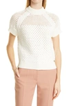 Ted Baker Stena Basket Stitch Cotton Blend Sweater In White