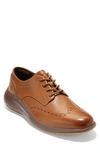 Cole Haan Grand Troy Wingtip Leather Derby In British Tan/ Java