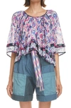 Isabel Marant Étoile Roxini Ruffled Floral-print Crepe De Chine Blouse In Ecru