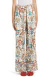 Etro Paisley Print Cotton Blend Palazzo Pants In Bianco 0990