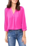 Vince Camuto Rumple Satin Top In Hot Pink