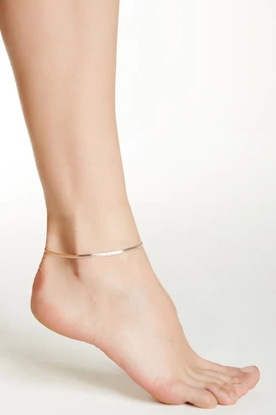 Karat Rush Italian Two-tone Reversible Flat Chain Anklet In Rose