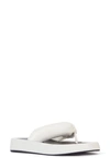 Black Suede Studio Corey Puff Leather Thong Sandals In White