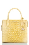 Brahmin Small Caroline Croc Embossed Leather Satchel In Butter