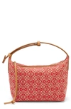 Loewe Cubi Anagram Small Leather-trimmed Logo-jacquard Tote In Red