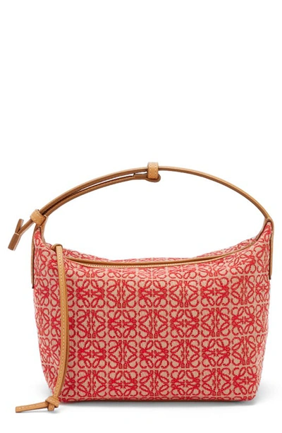 Loewe Cubi Anagram Small Leather-trimmed Logo-jacquard Tote In Red