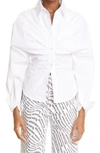 Alexander Wang Cummerbund Waist Cotton Poplin Shirt In White
