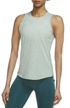 Nike Dri-fit One Luxe Tank In Jade/ Heather/ Silver