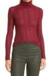 Rag & Bone Lexi Semisheer Cotton Blend Rib Turtleneck Top In Plum