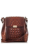 Brahmin Melbourne Margo Embossed Leather Crossbody In Pecan,gold