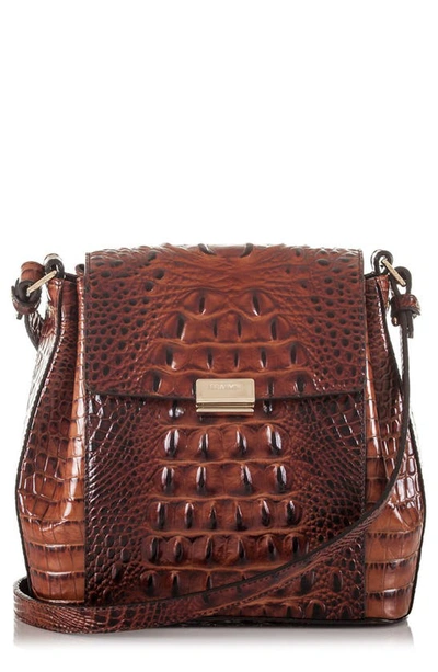 Brahmin Melbourne Margo Embossed Leather Crossbody In Pecan,gold