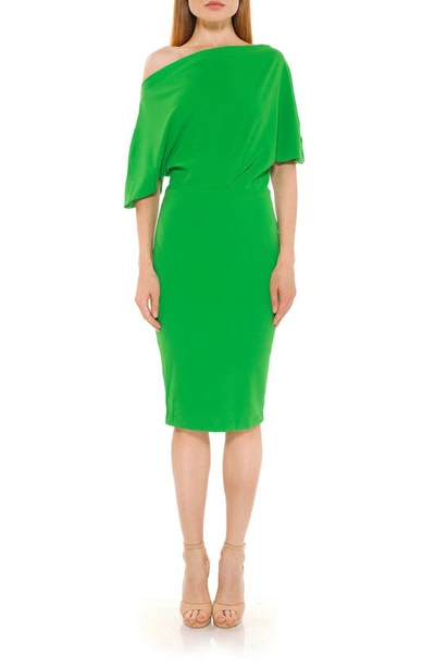 Alexia Admor Olivia Draped One-shoulder Dress In Green