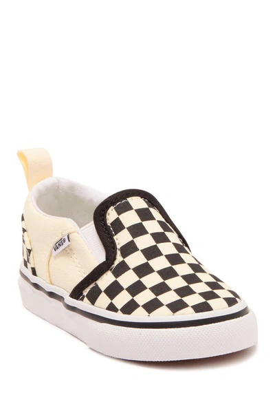 Vans Kids' Asher V Slip-on Sneaker In Checkers Black Natural