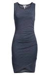 Leith Ruched Body-con Sleeveless Dress In Navy Night Heather
