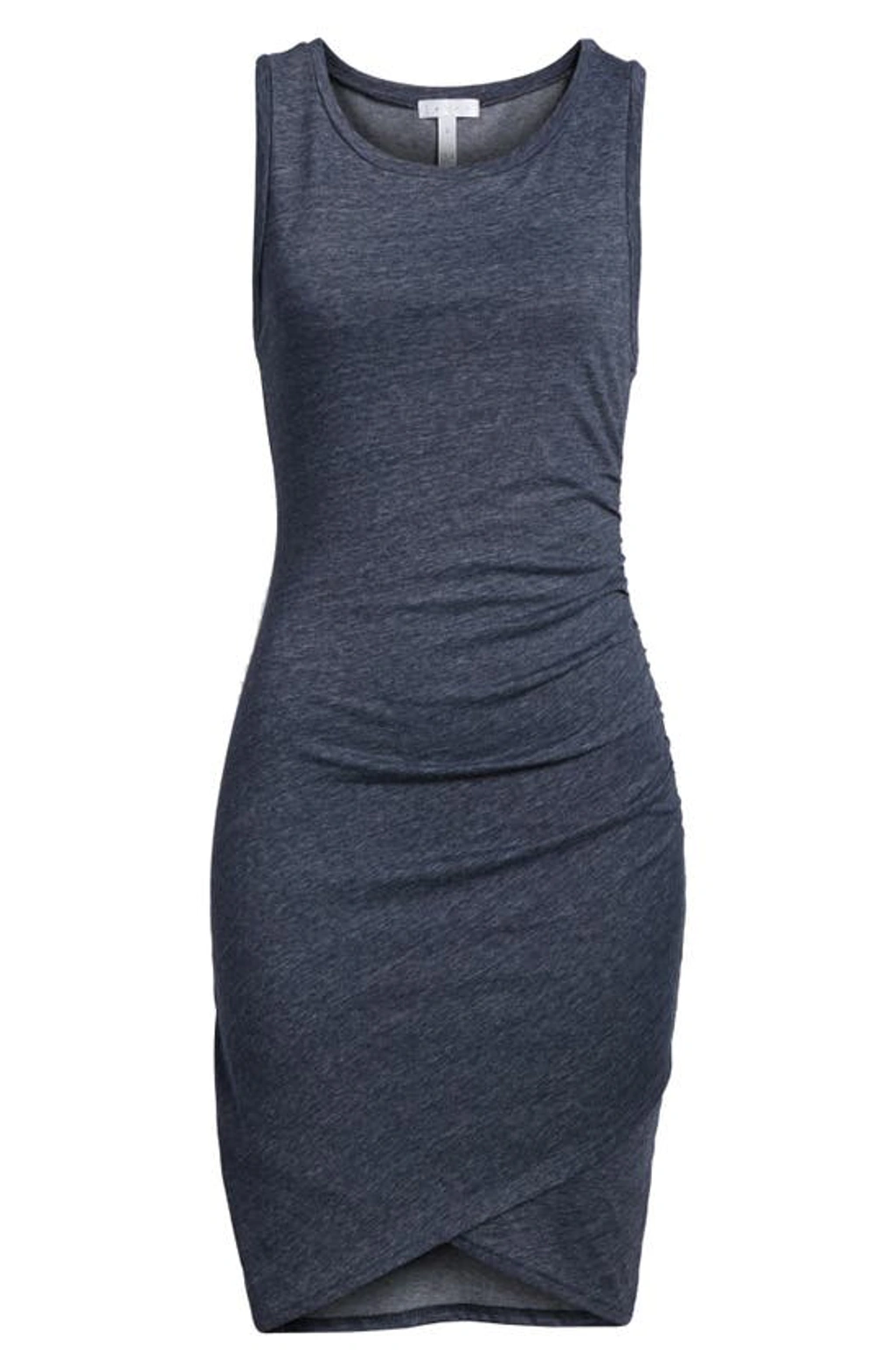 leith bodycon tank dress Ruched Body-con Sleeveless In Navy Night Heather FEB2025SALEONSALE Zapaka Women Sparkly Royal Color:#43-Pine Green