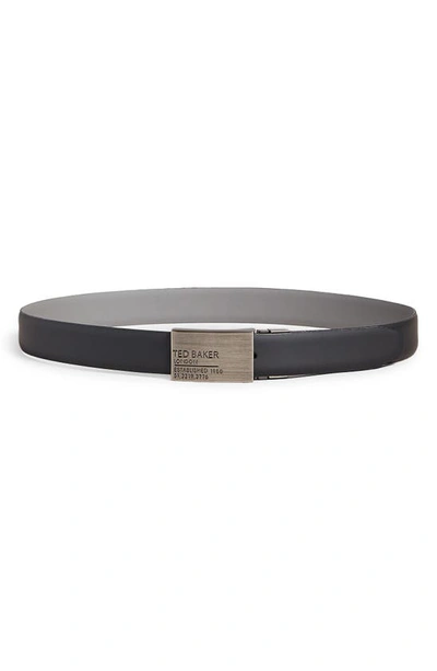 Ted Baker Tonks Logo-engraved Reversible Leather Belt In Black