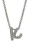 Nadri Scipt Inital Pendant Necklace In Rhodium - K