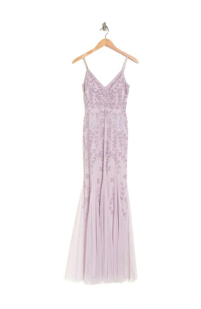 Marina Beaded V-neck Gown In Lav