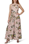 ADRIANNA PAPELL FLORAL SLEEVELESS ORGANZA JUMPSUIT