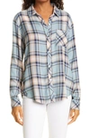 Rails Hunter Button-front Plaid Shirt - Teal Peach Navy In Teal Peach Navy