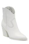 Steve Madden Scope Pointed Toe Western Cowboy Bootie In White Leather