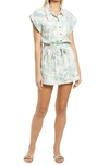 Btfl-life Leaf Print Romper In Mint Sage