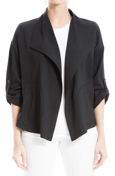 Max Studio Twill Drape Front Short Jacket In Black