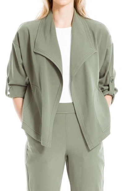 Max Studio Twill Drape Front Short Jacket In Army