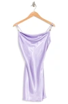 Jump Apparel Satin Cowl Neck Slip Dress In Lilac