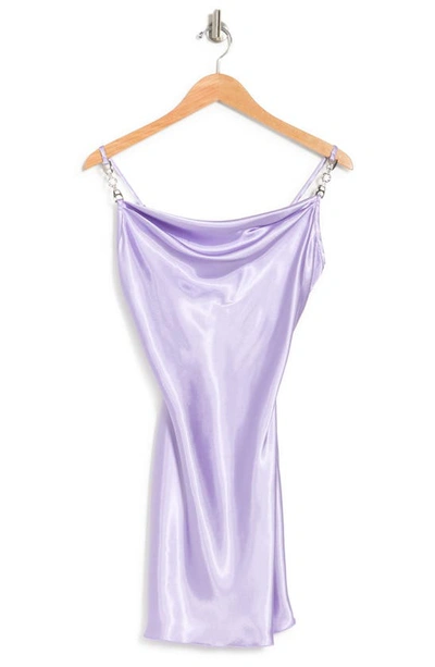Jump Apparel Satin Cowl Neck Slip Dress In Lilac