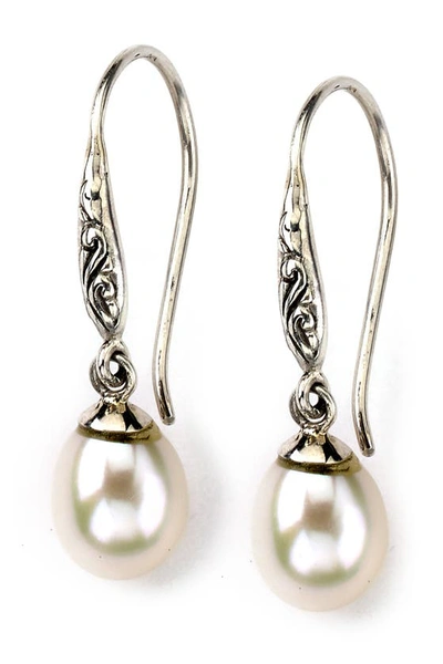 Samuel B. Sterling Silver 7mm White Freshwater Pearl Drop Earrings