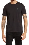 True Religion Chest Logo Cotton Crew Neck T-shirt In Black
