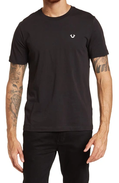True Religion Chest Logo Cotton Crew Neck T-shirt In Black