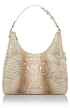 BRAHMIN TABITHA CROC EMBOSSED LEATHER SHOULDER BAG