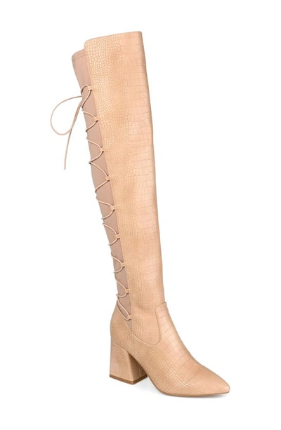 Journee Collection Valorie Extra Wide Calf Foam Over-the-knee Boot In Beige