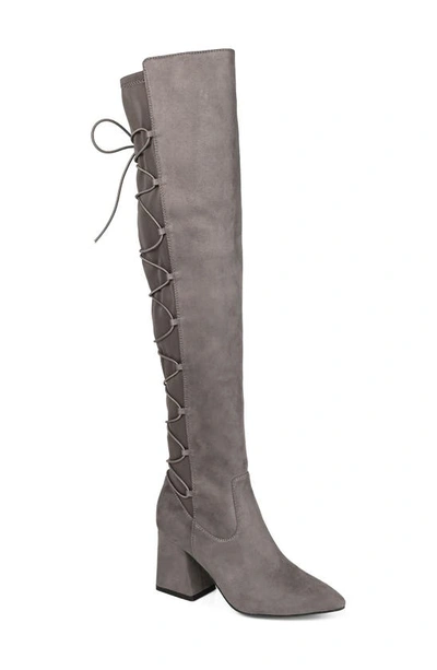 Journee Collection Valorie Extra Wide Calf Foam Over-the-knee Boot In Grey