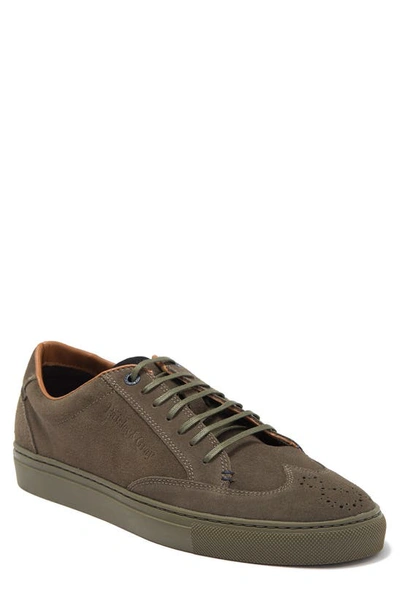 Paisley & Gray Addington Wingtip Leather Sneaker In Olive Suede
