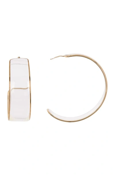 Melrose And Market 50mm Wide Plastic Hoop Earrings In Clear- Gold