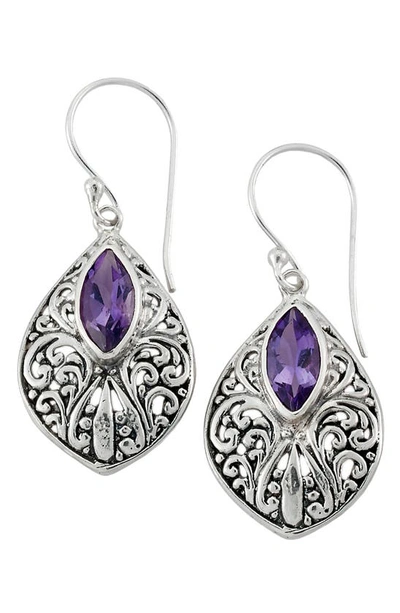 Samuel B. Sterling Silver Amethyst Drop Earrings In Purple