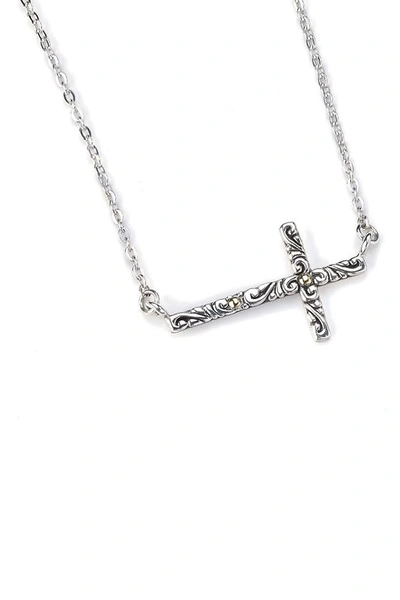 Samuel B. Sterling Silver & 18k Gold Cross Bar 18" Chain Necklace In Silver Gold