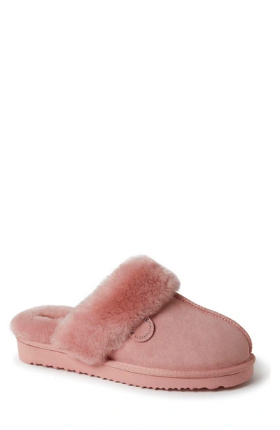 Fireside By Dearfoams Sydney Water Resistant Genuine Shearling Scuff Slipper In Pink Bisque