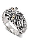 Samuel B. Silver Filigree Dragonfly Ring In Silver And Gold