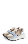 Burberry Ramsey Mixed-media Low-top Sneakers In Pale Blue