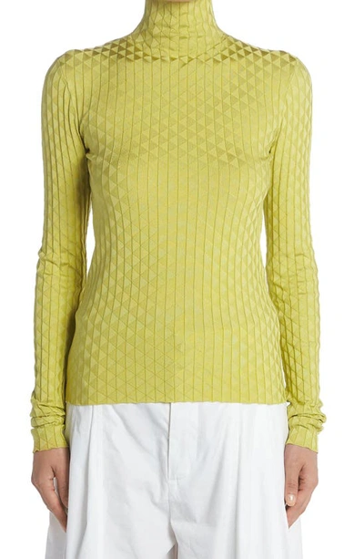 Bottega Veneta Jacquard-knit Silk-blend Turtleneck Sweater In Green