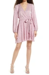 Bardot Bellissa Long Sleeve Faux Wrap Dress In Sorbet Pink
